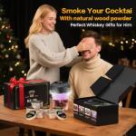 Electric Whiskey Smoker Kit with 6-Color Ambient Light & 6 Wood Chips for Men, Dad, Husband - Bourbon & Cocktail Smoker