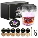 Electric Whiskey Smoker Kit with 6-Color Ambient Light & 6 Wood Chips for Men, Dad, Husband - Bourbon & Cocktail Smoker