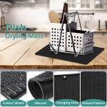GeeRic Dish Drying Mats, Heat-resistant Silicone Mat for Kitchen Counter, Non-Slip Dish Dry Mat Dishwasher Safe Small, Black