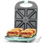 Baker’s Friend Breakfast Sandwich Maker, 4 Slices of Panini Grill Press Sandwich Maker, Electric Sandwich Maker with Indicator Light, Grill Cheese & Egg Muffin Sandwich Maker, Aqua