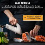 Homaider Electric Knife for Turkey, Meat Slicing, Bread, Fillet, Foam & More | Ergonomic Handle + 2 Stainless Steel Carving Blades & Serving Fork Included