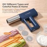 Narcissus Electric Pasta Maker, 3 in 1 Handheld Pasta Maker Machine, 4000mAh Larger Battery, Cordless for Portable Design, Automatic Dough Press, Blue, Include a Cleaning Brush