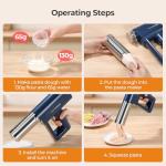 Narcissus Electric Pasta Maker, 3 in 1 Handheld Pasta Maker Machine, 4000mAh Larger Battery, Cordless for Portable Design, Automatic Dough Press, Blue, Include a Cleaning Brush