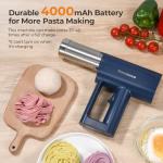 Narcissus Electric Pasta Maker, 3 in 1 Handheld Pasta Maker Machine, 4000mAh Larger Battery, Cordless for Portable Design, Automatic Dough Press, Blue, Include a Cleaning Brush