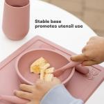 ezpz Happy Bowl - 24 Months + (Coral) - 100% Silicone Suction Bowl with Built-in Placemat – Dishwasher Safe