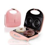Mini Donut Maker, Mini Donuts Maker, Large Donut Maker, 2 Extra Large 4-inch Donuts, Non-stick, Anti-scalding, Double Sided Heating, Easy to Use and Clean, Perfect for Home Baking (Pink)