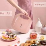 Mini Donut Maker, Mini Donuts Maker, Large Donut Maker, 2 Extra Large 4-inch Donuts, Non-stick, Anti-scalding, Double Sided Heating, Easy to Use and Clean, Perfect for Home Baking (Pink)