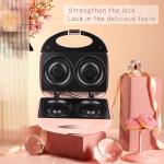 Mini Donut Maker, Mini Donuts Maker, Large Donut Maker, 2 Extra Large 4-inch Donuts, Non-stick, Anti-scalding, Double Sided Heating, Easy to Use and Clean, Perfect for Home Baking (Pink)