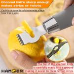 HAMOER Lemon Citrus Zester Tool Cheese Grater for kitchenaid-Multipurpose grooved channel knife scraper,Stainless steel blade and ergonomically designed curved handle