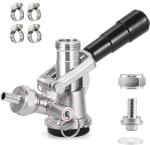 Cirwurie Keg Coupler, Sankey Keg Tap D System ID 5/16'' Draft Beer Line (304 Stainless Steel Probe) G5/8 Nuts Commercial Sankey Kegerator D Coupler with 4 Hose Clamps