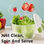 Salad Spinner, 5L Vegetable Washer Dryer Drainer Strainer with Bowl & Colander, Multi-Use Lettuce Spinner, Fruit Washer, Pasta and Fries Spinner