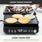 GreenPan 6-in-1 Multifunction Removable Plate Indoor Grill & Electric Griddle, Diamond Infused PFAS Free Ceramic Nonstick Reversible Plates, Opens Flat, Adjustable Temp, Panini Press, Black