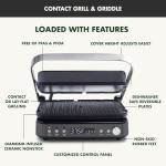 GreenPan 6-in-1 Multifunction Removable Plate Indoor Grill & Electric Griddle, Diamond Infused PFAS Free Ceramic Nonstick Reversible Plates, Opens Flat, Adjustable Temp, Panini Press, Black
