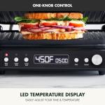 GreenPan 6-in-1 Multifunction Removable Plate Indoor Grill & Electric Griddle, Diamond Infused PFAS Free Ceramic Nonstick Reversible Plates, Opens Flat, Adjustable Temp, Panini Press, Black