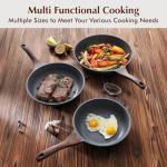 SENSARTE Nonstick Frying Pan Skillets, Swiss Granite Coating Omelette Pans, Healthy Cookware Chef's Pan, Free of Intentionally Added PFOA (9.5+11+12.5 Inch)