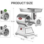 ARINOO Commercial Meat Grinder #12, 0.9HP Heavy Duty Stainless Steel Industrial Meat Mincer w/2 Blades & Meat Pusher,Electric Meat Grinders for large batches home butchering, or small farm processing