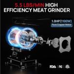 ARINOO Commercial Meat Grinder #12, 0.9HP Heavy Duty Stainless Steel Industrial Meat Mincer w/2 Blades & Meat Pusher,Electric Meat Grinders for large batches home butchering, or small farm processing