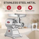 ARINOO Commercial Meat Grinder #12, 0.9HP Heavy Duty Stainless Steel Industrial Meat Mincer w/2 Blades & Meat Pusher,Electric Meat Grinders for large batches home butchering, or small farm processing