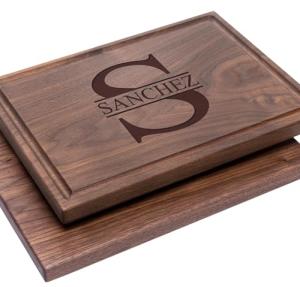 Personalized Cutting Board - Bridal Shower, Newlyweds, Engagement, Anniversary, Housewarming Gifts for Couples - Family Christmas Charcuterie Board 4 (Initial 050)