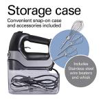 Hamilton Beach Professional 5-Speed Electric Hand Mixer with High-Performance DC Motor, Slow Start, Snap-On Storage Case, Stainless Steel Beaters & Whisk, Black (62651)