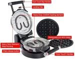 Health and Home 3-in-1 Waffle, Omelet, Egg Waffle Maker, 3 Removable Nonstick Baking Plates, Upgraded 360 Rotating Belgian Maker