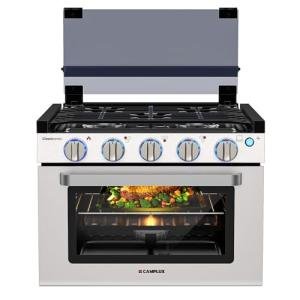 CAMPLUX Classic RV Propane Range 17 Inches, Propane Range Oven with 3 Burners Cooktop for RV, RV Propane Stove Oven Combo 28,100 BTU/Hr, Stainless Steel RGS17MSF