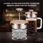 YMMIND French Press Coffee Maker 34 Ounce Espresso Tea Coffee Maker with 4 Filters System, Stainless Steel Plunger and Heat Resistant Borosilicate Glass BPA-Free Brewed Tea Pot Coffee Plunger