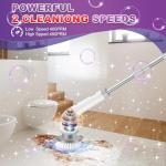 Electric Spin Scrubber, 7 Replaceable Brush Heads, 1.5H Bathroom Scrubber Dual Speed & Adjustable Extension Arm, Cordless Household Cleaning Brush for Bathroom Tub Tile Floor