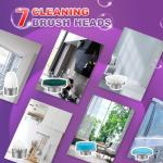 Electric Spin Scrubber, 7 Replaceable Brush Heads, 1.5H Bathroom Scrubber Dual Speed & Adjustable Extension Arm, Cordless Household Cleaning Brush for Bathroom Tub Tile Floor