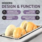 Inspirex Touch Screen Toaster - 4 Slice Long Extra-Wide Slots - 5 Bread Type and 6 Browning Levels - Defrost, Reheat, Favorite, Single Slot Settings - Stainless Steel