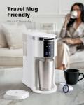SHARDOR K Cup Coffee Maker, 3 in 1 Single Serve Coffee Maker for K Cup Pods & Ground Coffee & Teas, 6 to 14oz Brew Sizes, 40oz Detachable Water Reservoir, Compact Design, White
