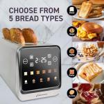 Inspirex Touch Screen Toaster - 4 Slice Long Extra-Wide Slots - 5 Bread Type and 6 Browning Levels - Defrost, Reheat, Favorite, Single Slot Settings - Stainless Steel