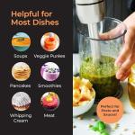 MuellerLiving Immersion Hand Blender Full Set - 8 Speed Immersion Blender, Hand Mixer with 7 Attachments: Stainless Steel Blade, Whisk, Milk Frother, Beater, Mixing Hooks, Potato Masher, Chopper Bowl