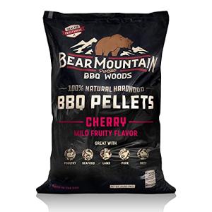 Bear Mountain All Natural Wood Pellets for Smoker, Grill & BBQ, 40 Lbs, Cherry - Premium Hardwood Barbecue Pellet Accessories for Indoor and Outdoor Grilling