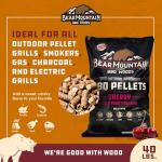 Bear Mountain All Natural Wood Pellets for Smoker, Grill & BBQ, 40 Lbs, Cherry - Premium Hardwood Barbecue Pellet Accessories for Indoor and Outdoor Grilling
