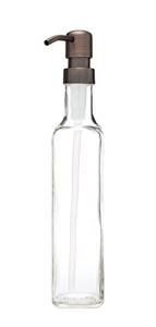 Rail19 French Vessel Glass Soap Dispenser with Metal Pump - Refillable Hand Soap, Lotion & Sanitizer for Sinks and Small Countertops, 8.5oz (Farmhouse Bronze)