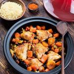 KooK Moroccan Tagine, Enameled Cast Iron Cooking Pot, Tajine with Ceramic Cone-Shaped Closed Lid, 3.3 QT, (Crimson)