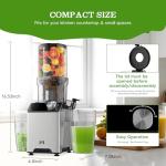WHUTO Cold Press Juicer, Wide Feed Chute Juicer Machines, Stainless Steel Slow Masticating Juicers Easy to Clean, Vegetables & Fruits Juice Extractor, High Juice Yield, Silver Color Knob