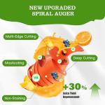 WHUTO Cold Press Juicer, Wide Feed Chute Juicer Machines, Stainless Steel Slow Masticating Juicers Easy to Clean, Vegetables & Fruits Juice Extractor, High Juice Yield, Silver Color Knob