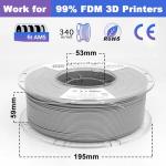 YXPOLYER PLA Filament Food Grade 1.75mm 1kg for 3D Printing, PLA+ 3D Printer Filament with Transparent AMS-Compatible Filament Spool, Cool Gray