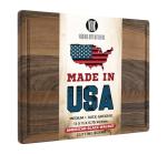 Made in USA Black Walnut Wood Cutting Board by Virginia Boys Kitchens - Butcher Block Wooden Carving Board with Juice Well made from Sustainable Hardwood (17x11)