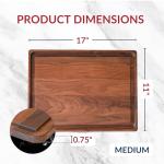 Made in USA Black Walnut Wood Cutting Board by Virginia Boys Kitchens - Butcher Block Wooden Carving Board with Juice Well made from Sustainable Hardwood (17x11)