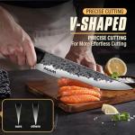 Huusk Hand Forged Chef Knife Set, High Carbon Steel Butcher Knife Set, Japanese Kitchen Knives for Home, Outdoor BBQ Camping Cooking, Christmas Gift Idea Men