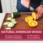 Made in USA Black Walnut Wood Cutting Board by Virginia Boys Kitchens - Butcher Block Wooden Carving Board with Juice Well made from Sustainable Hardwood (17x11)