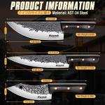 Huusk Hand Forged Chef Knife Set, High Carbon Steel Butcher Knife Set, Japanese Kitchen Knives for Home, Outdoor BBQ Camping Cooking, Christmas Gift Idea Men