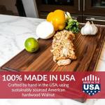 Made in USA Black Walnut Wood Cutting Board by Virginia Boys Kitchens - Butcher Block Wooden Carving Board with Juice Well made from Sustainable Hardwood (17x11)