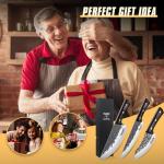 Huusk Hand Forged Chef Knife Set, High Carbon Steel Butcher Knife Set, Japanese Kitchen Knives for Home, Outdoor BBQ Camping Cooking, Christmas Gift Idea Men