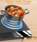 JollyOne Double Burner Induction Cooktop, 1800W Portable Induction Cooktop 2 Burner with 9 Temp & Power Independent Touch Control, Electric Stove Top Cooker with Safety Lock, 3 Hour Timer