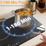 JollyOne Double Burner Induction Cooktop, 1800W Portable Induction Cooktop 2 Burner with 9 Temp & Power Independent Touch Control, Electric Stove Top Cooker with Safety Lock, 3 Hour Timer