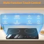 JollyOne Double Burner Induction Cooktop, 1800W Portable Induction Cooktop 2 Burner with 9 Temp & Power Independent Touch Control, Electric Stove Top Cooker with Safety Lock, 3 Hour Timer